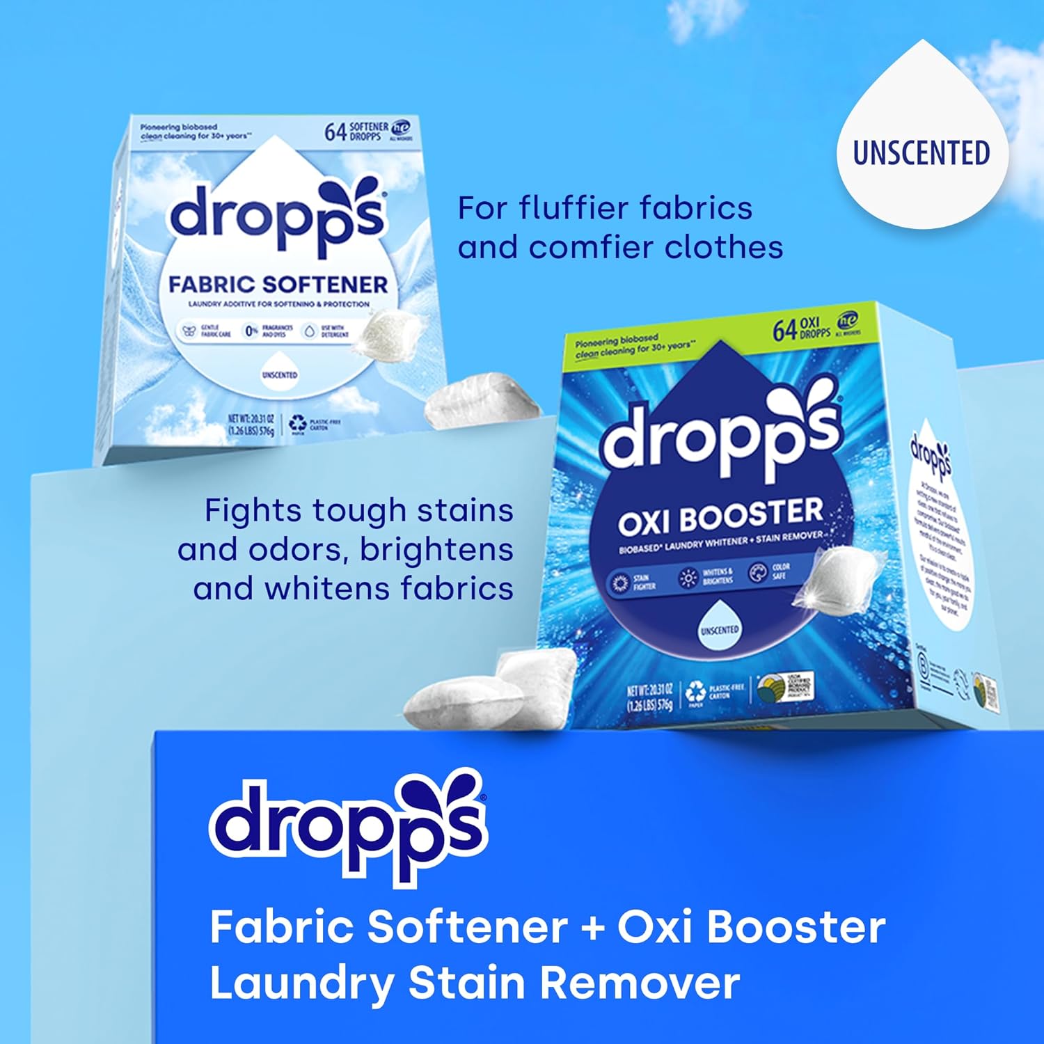 Dropps Unscented Bundle - Fabric Softener Pods & Oxi Booster Pods
