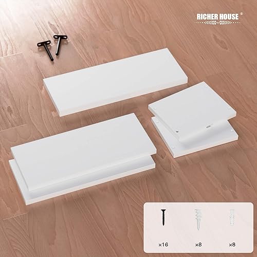 Miniatura 6 de RICHER HOUSE Estantes flotantes para baño, estantes flotantes blancos para pared, estantes de baño sobre el inodoro, estantes colgantes montados en
