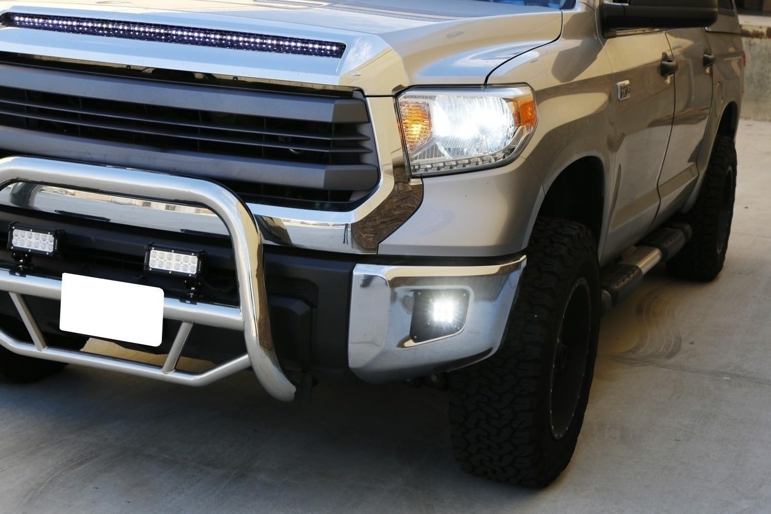 iJDMTOY LED Pod Light Fog Lamp Kit Compatible With 2014-2021 Toyota Tundra, Includes (2) 24W High Power 2x3 CRE LED Cubes, Foglight Location Mount Brackets & Wiring/Adapter Harnesses