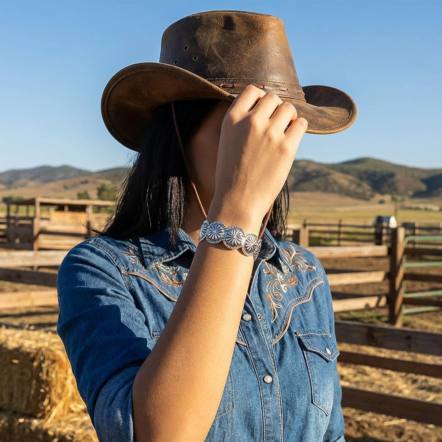 Long tiantian Western Bracelets for Women Turquoise Bracelet Silver Cuff Bracelets Gold Jewelry for Women Trendy Boho Outfits Dresses Jewelry Gift - Image 3