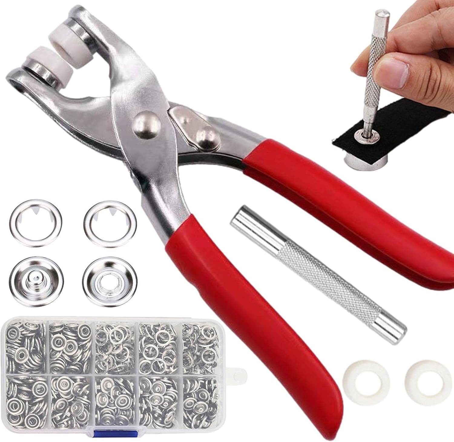 Snap Fasteners Tool Kit, Metal Snaps Buttons with Fastener Pliers Tool
