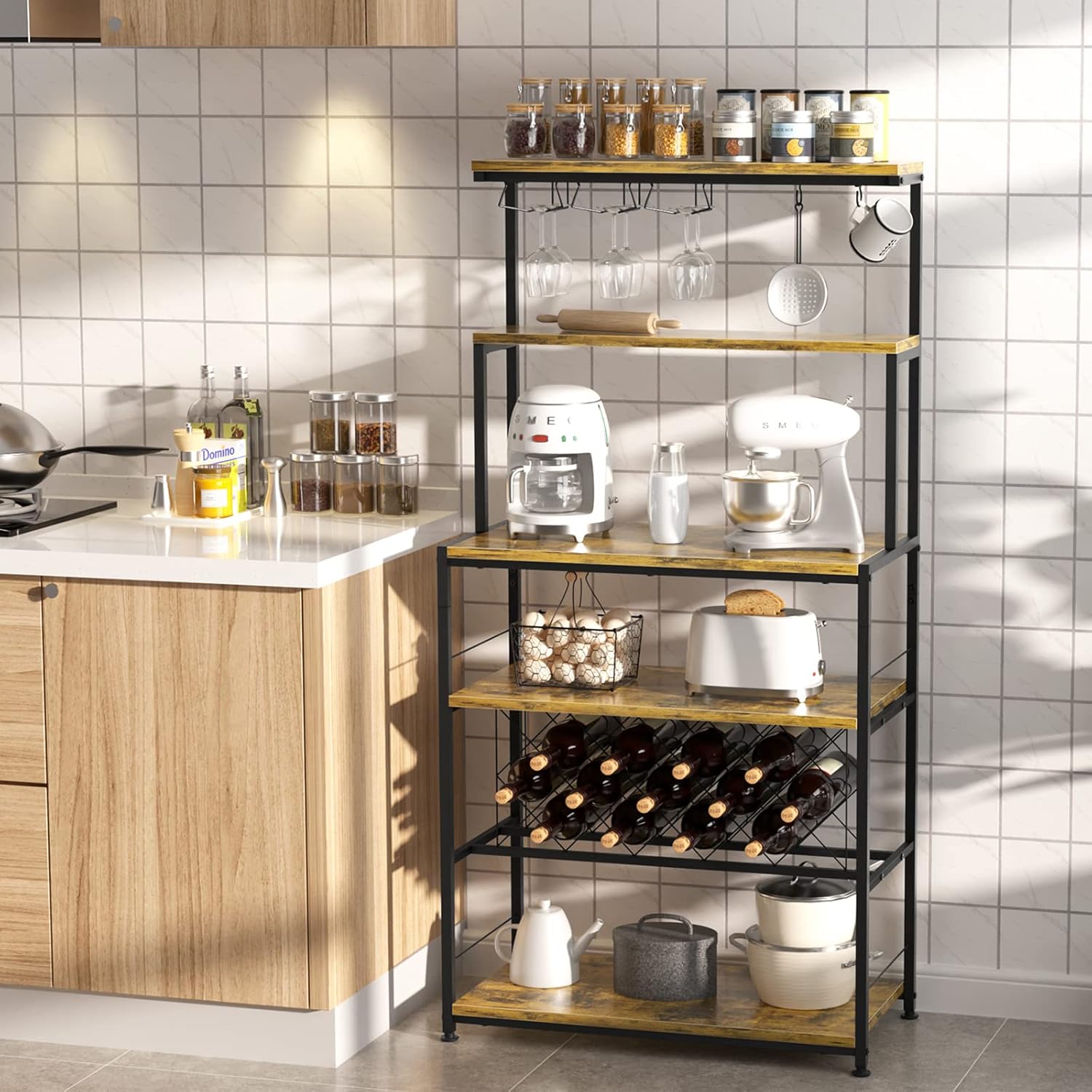 cosimates Kitchen Bakers Rack, Industrial Microwave Oven