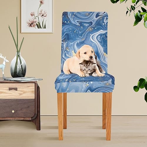 Miniatura 5 de Blue and White Marble Decorative Office Chair Slipcover for Home Dining Room Decor Removable Hand Washable Chair Decor cobertor para sillas de