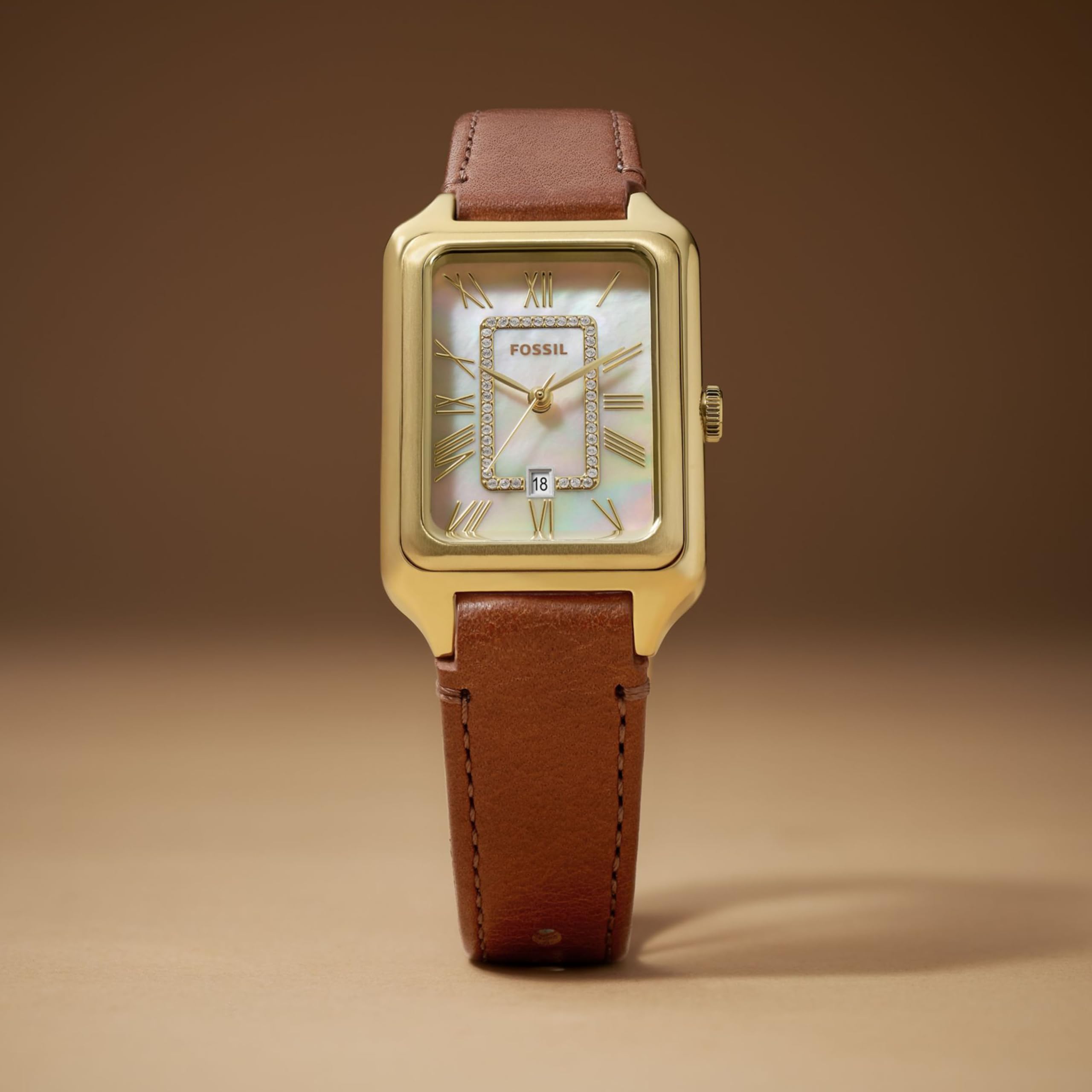 Fossil Raquel Watch for Women, Quartz Three Hand Movement with Leather Strap