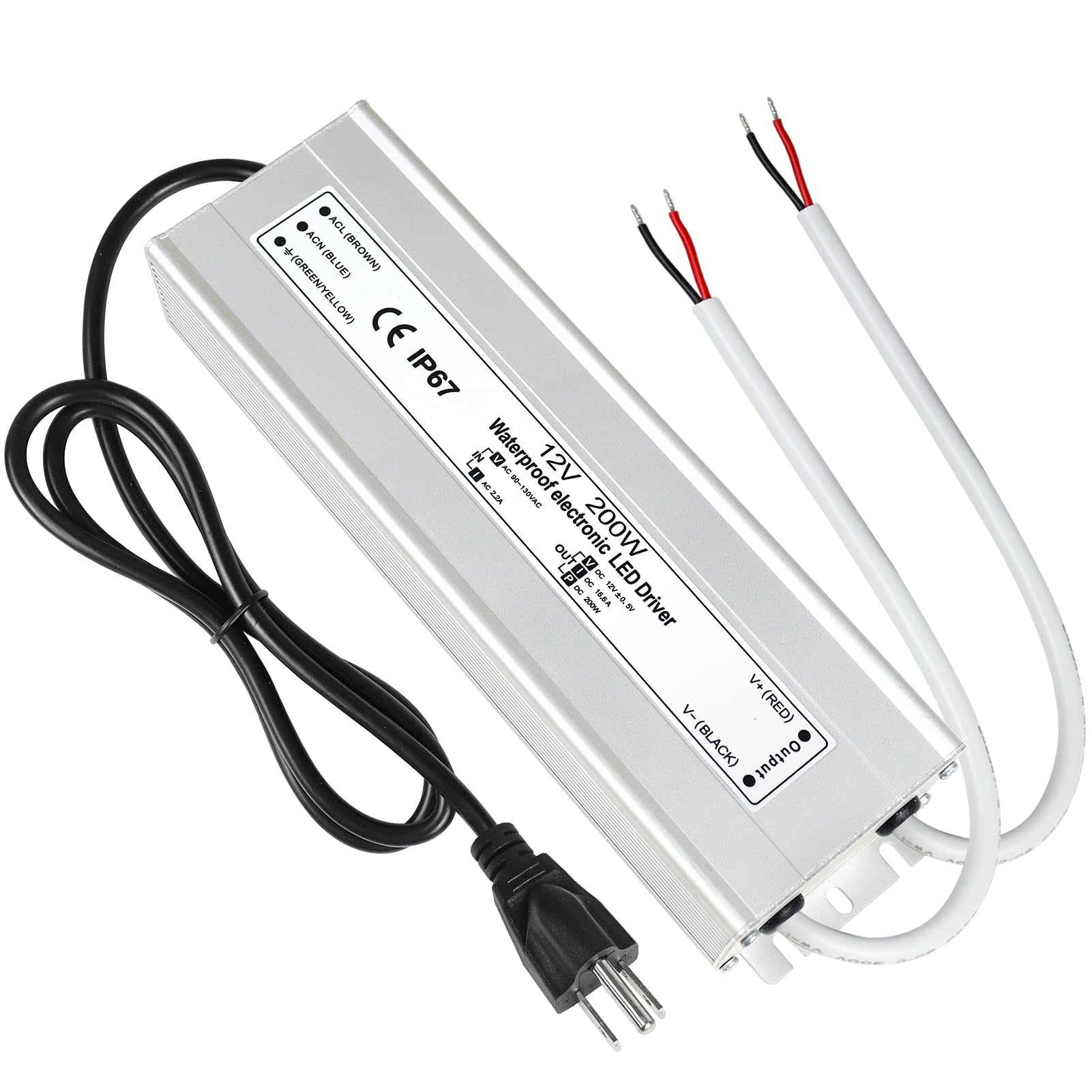 Transformateur 12V 200W IP67 étanche alimentation 90-130V AC - 8