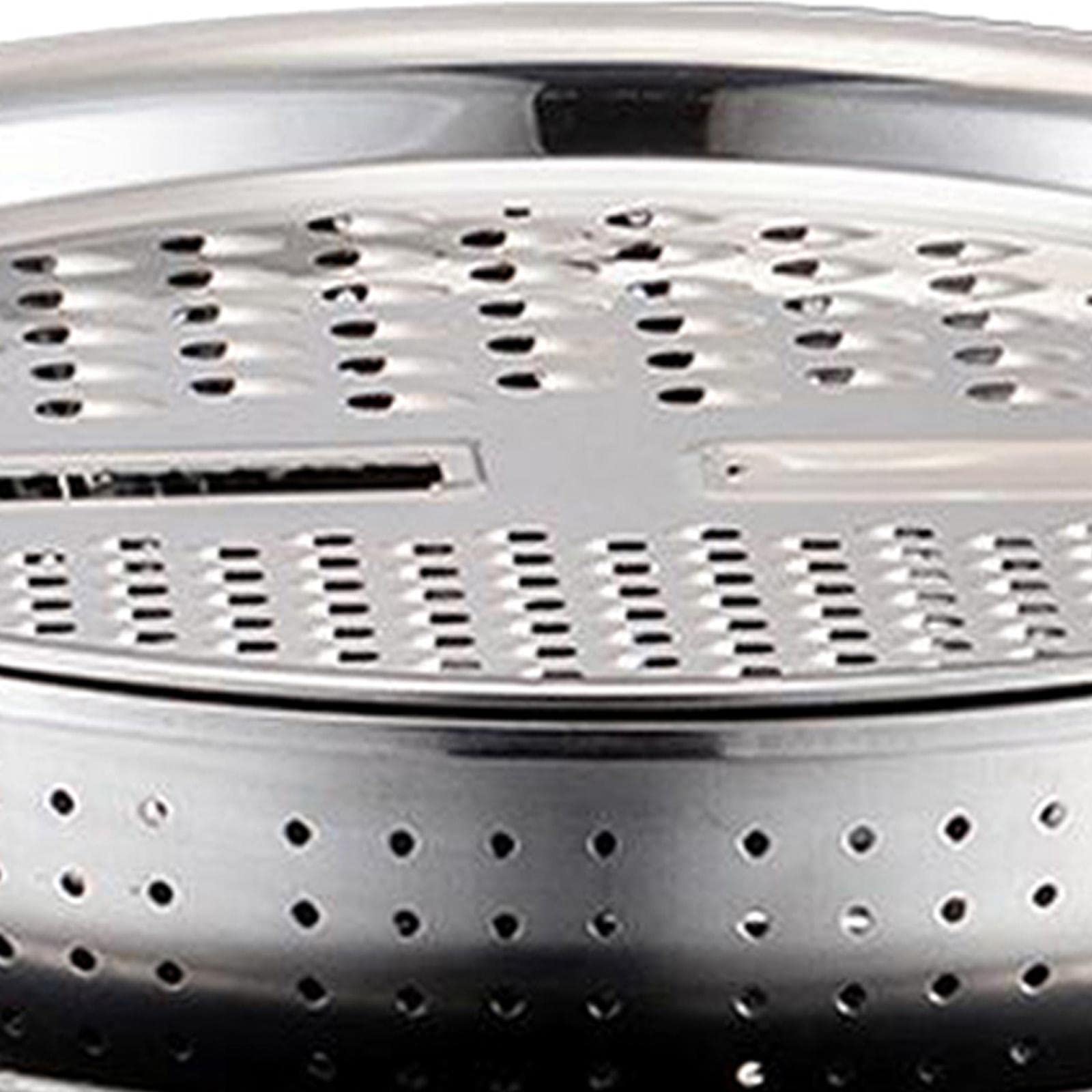 3 Pezzi Ciotole in Acciaio Inox con Grattugia Colino Scolapasta Multifunzione Ottimo per Lavare Affettare Adatto a Cucina Domestica P, 26 cm