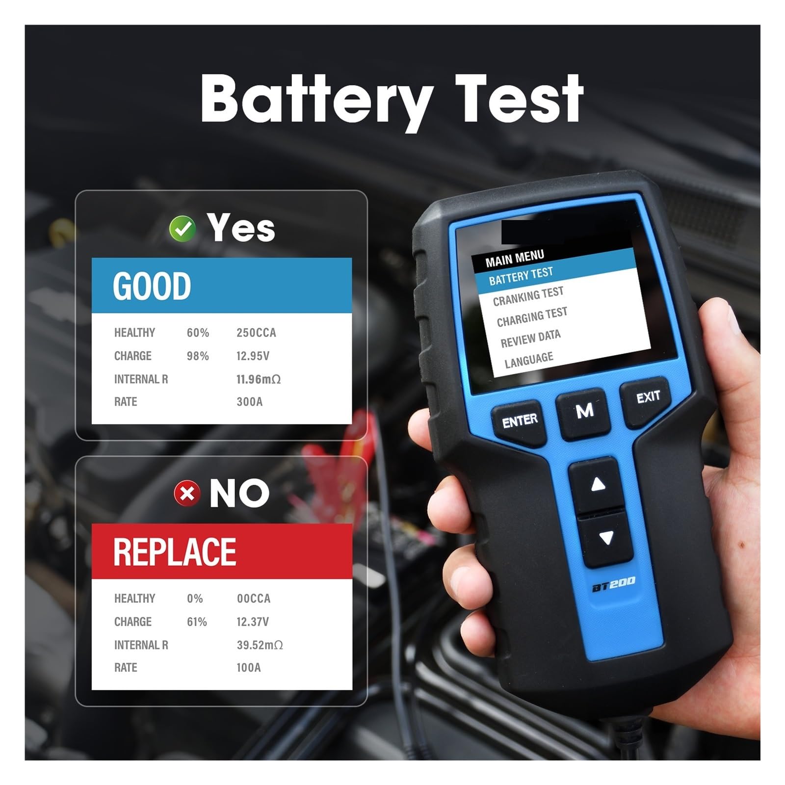 Comprobador De Baterias Probador De Batería De Coche De 12V, Analizador Digital De Batería De Diagnóstico Automotriz, Herramienta De Escáner De Carga De Arranque De Vehículo