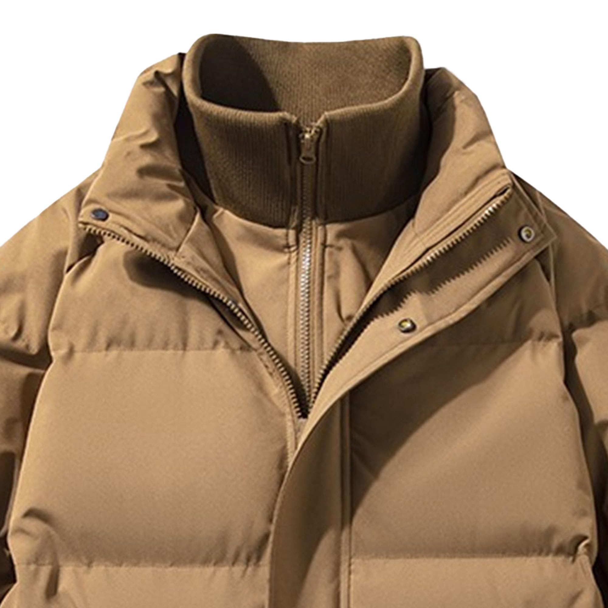 Giacca da uomo in due pezzi imbottita in cotone alla moda tinta unita colletto alla coreana piumino invernale casual con cerniera