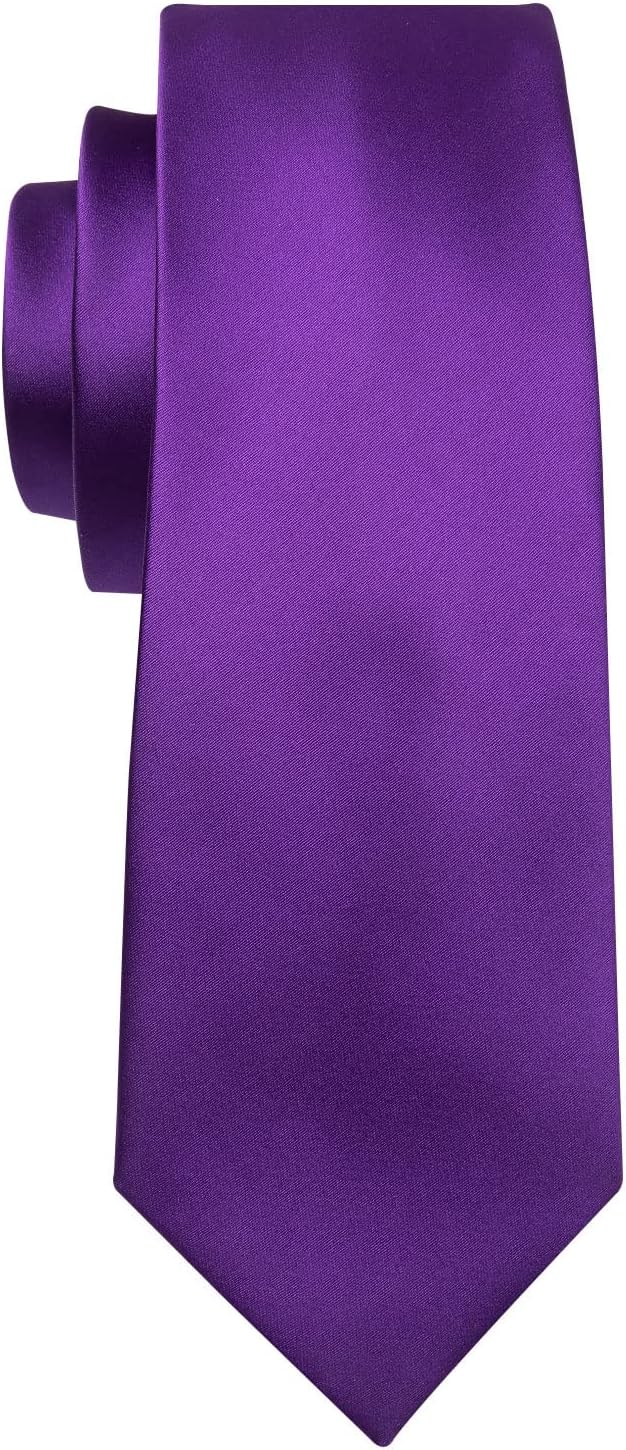 Barry.Wang Corbata de Seda Lisa para Hombre con Pañuelo y Gemelos miniatura 5