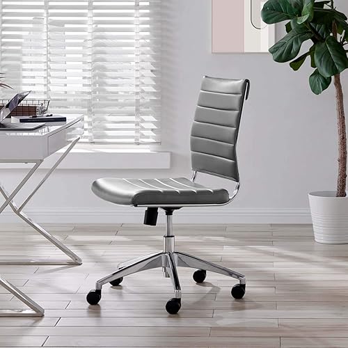 Miniatura 2 de LexMod Jive silla de oficina ejecutiva acanalada respaldo alto, Poliuretano, Gris