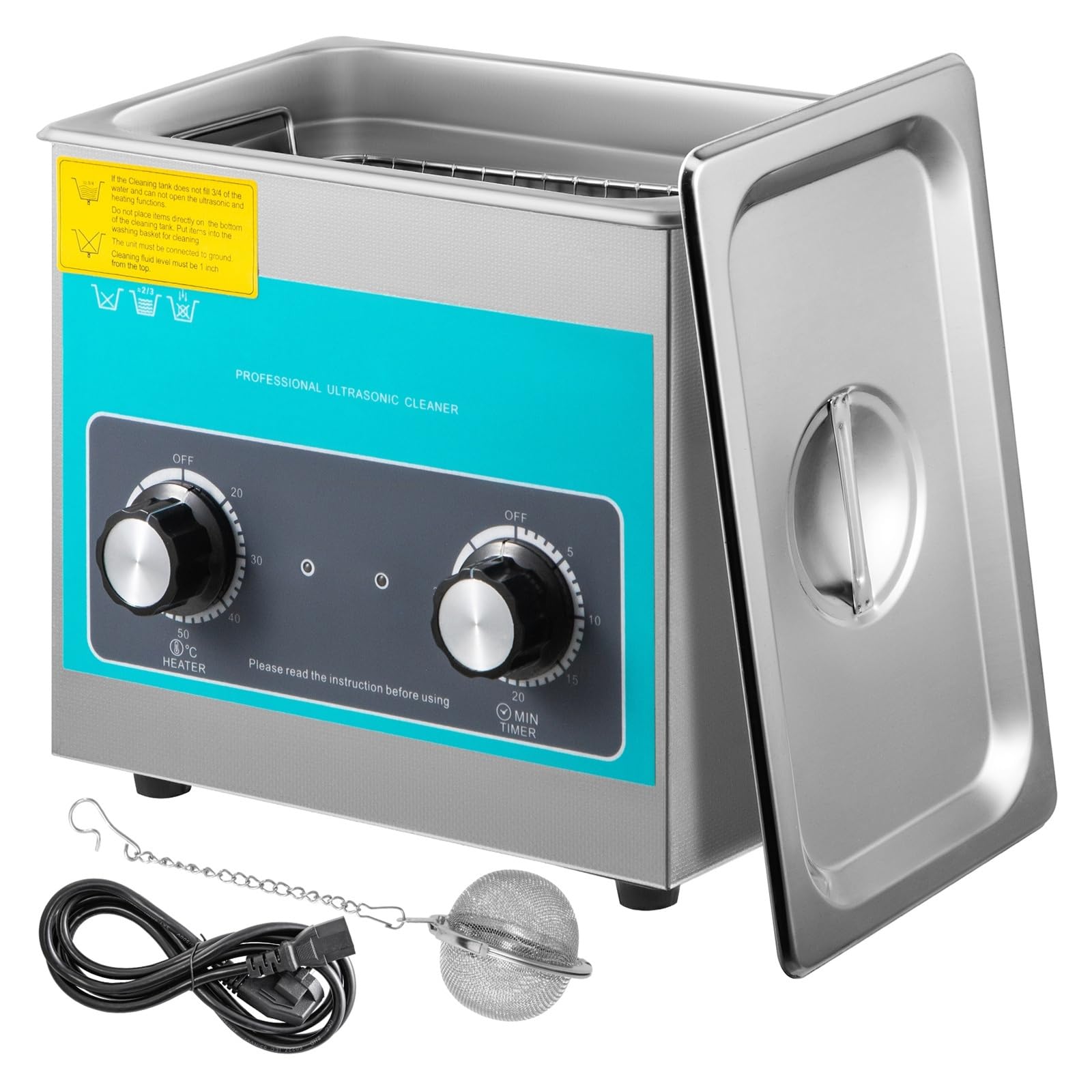 Nettoyeur à ultrasons, Nettoyant à bouton ultra 6,5 ​​L, de commande, en acier inoxydable 304, chauffage et minuterie for machine Ultra