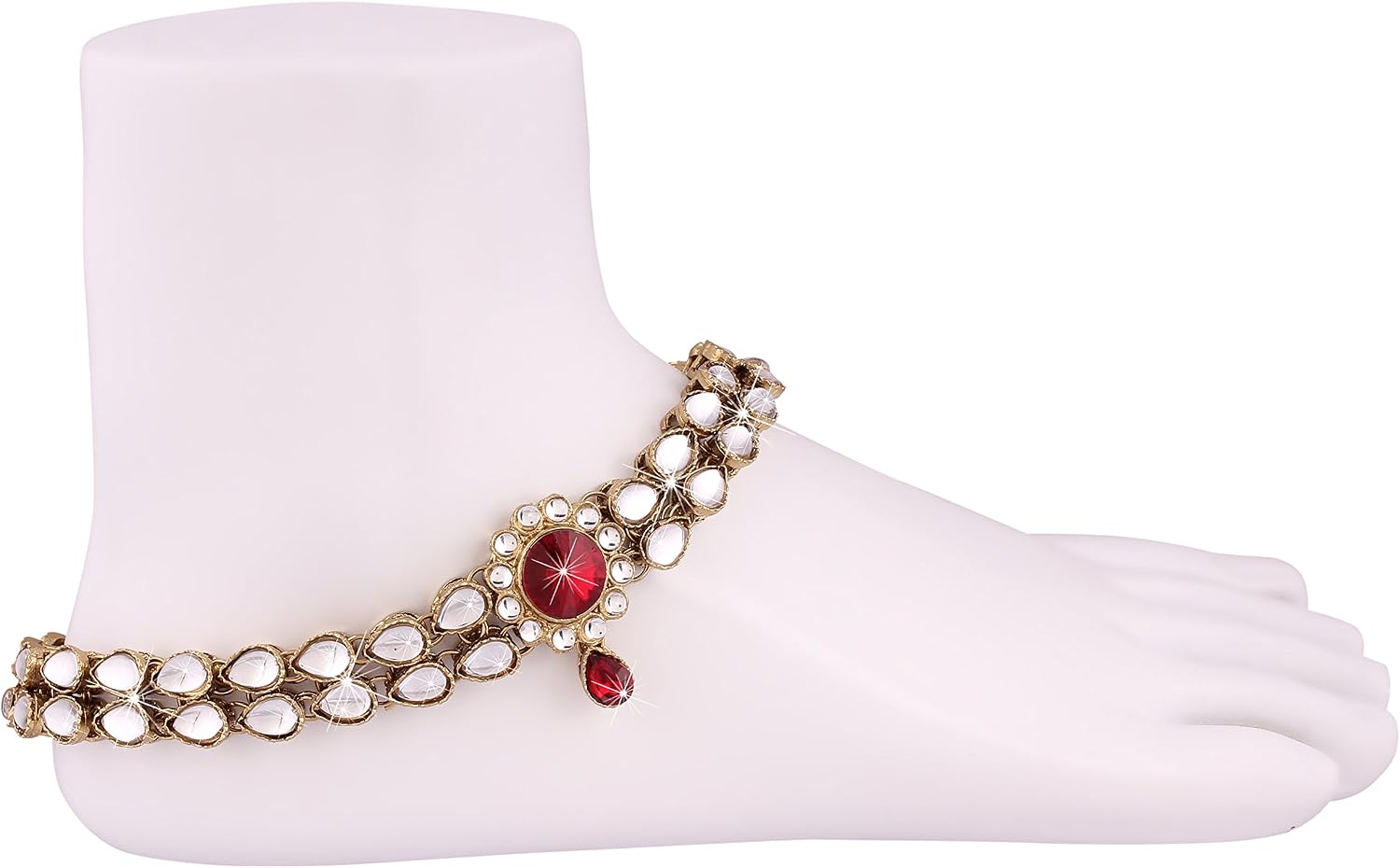 I Jewels Gold Plated Indian Wedding Bollywood Kundan Payal Anklets Jewellery for Women