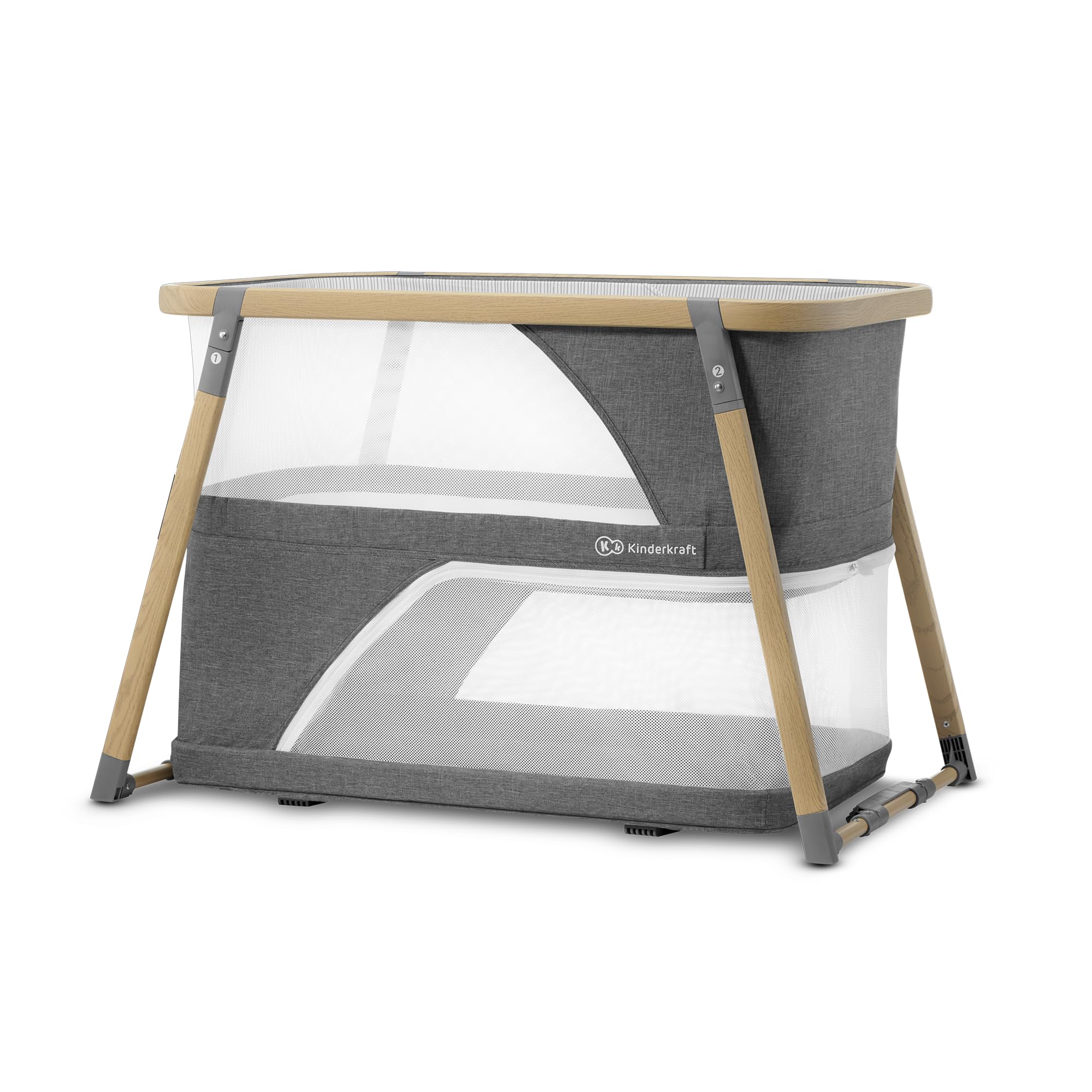 KINDERKRAFT Lit Bébé Sofi, 4en1, Parapluie, Parc Bébé, Voyage, Gris, 1 Unité