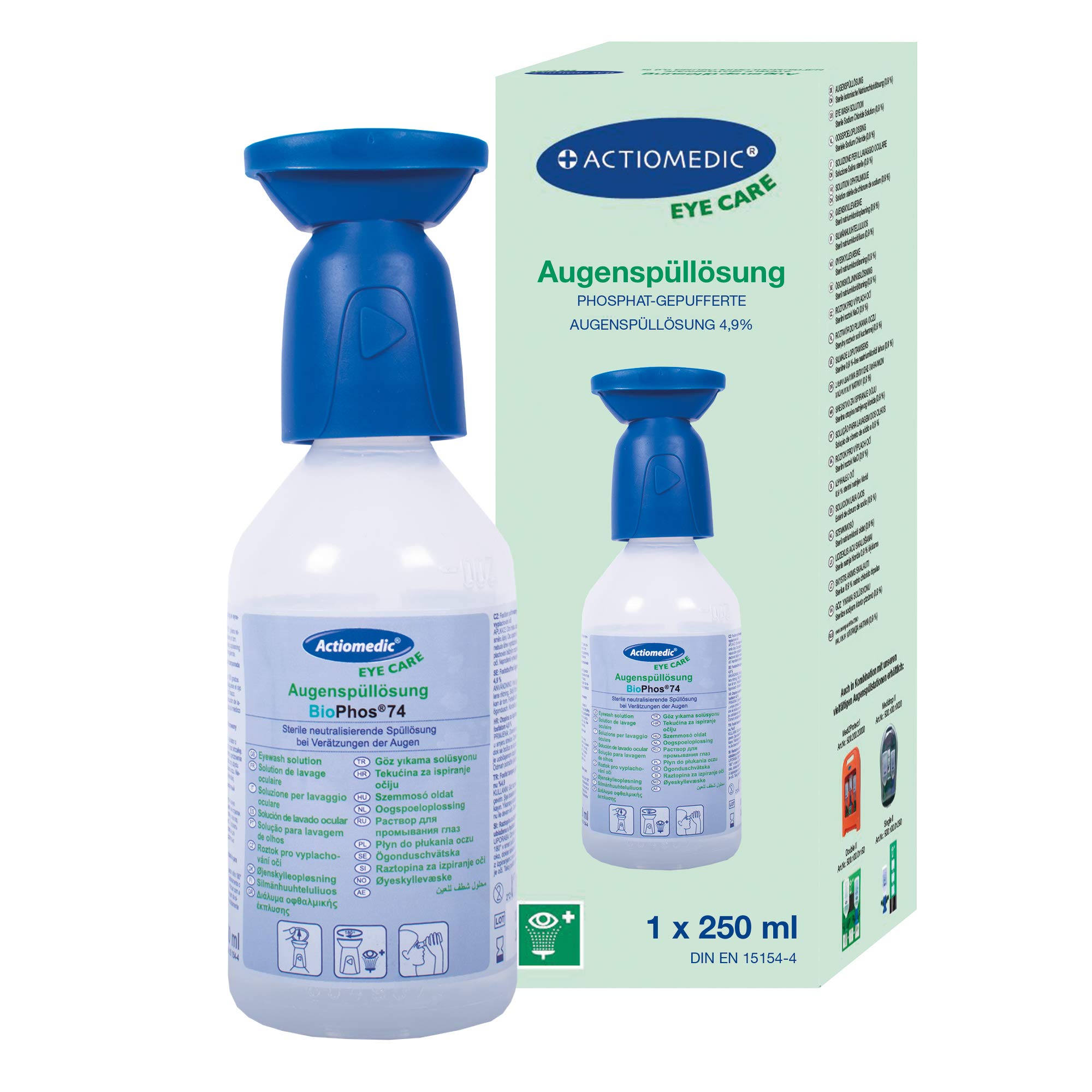 ACTIOMEDIC Lavado de ojos solución enjuague tamponada fosfato BioPhos74 4,9% estéril
