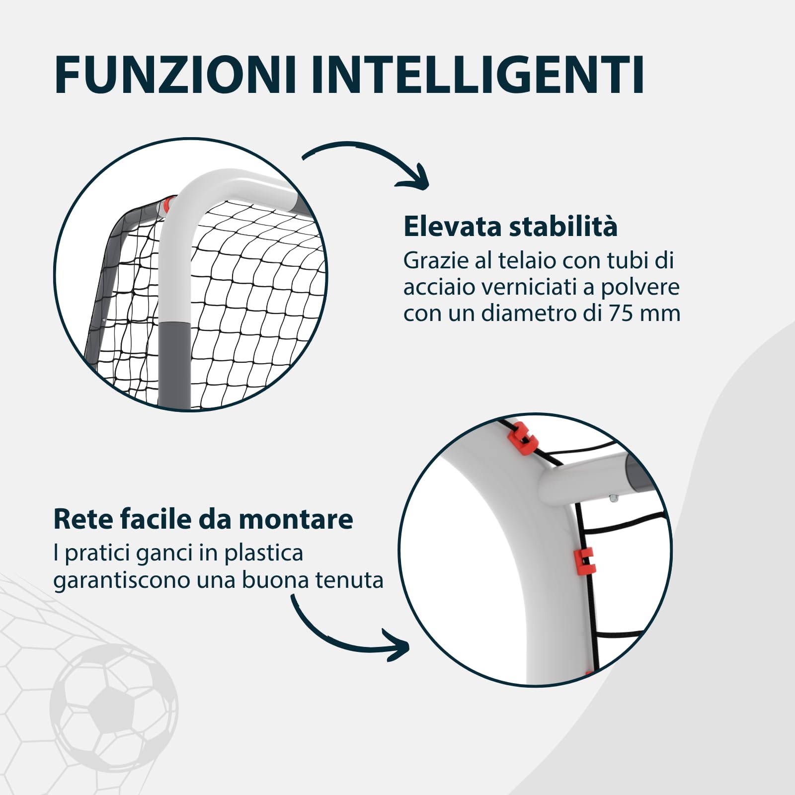 HUDORA Porta da calcio RoCo con cancello (2 in 1) – Sistema Targetshot flessibile – resistente alle intemperie, pieghevole e stabile – per bambini e adulti – con contatore di punti e aperture