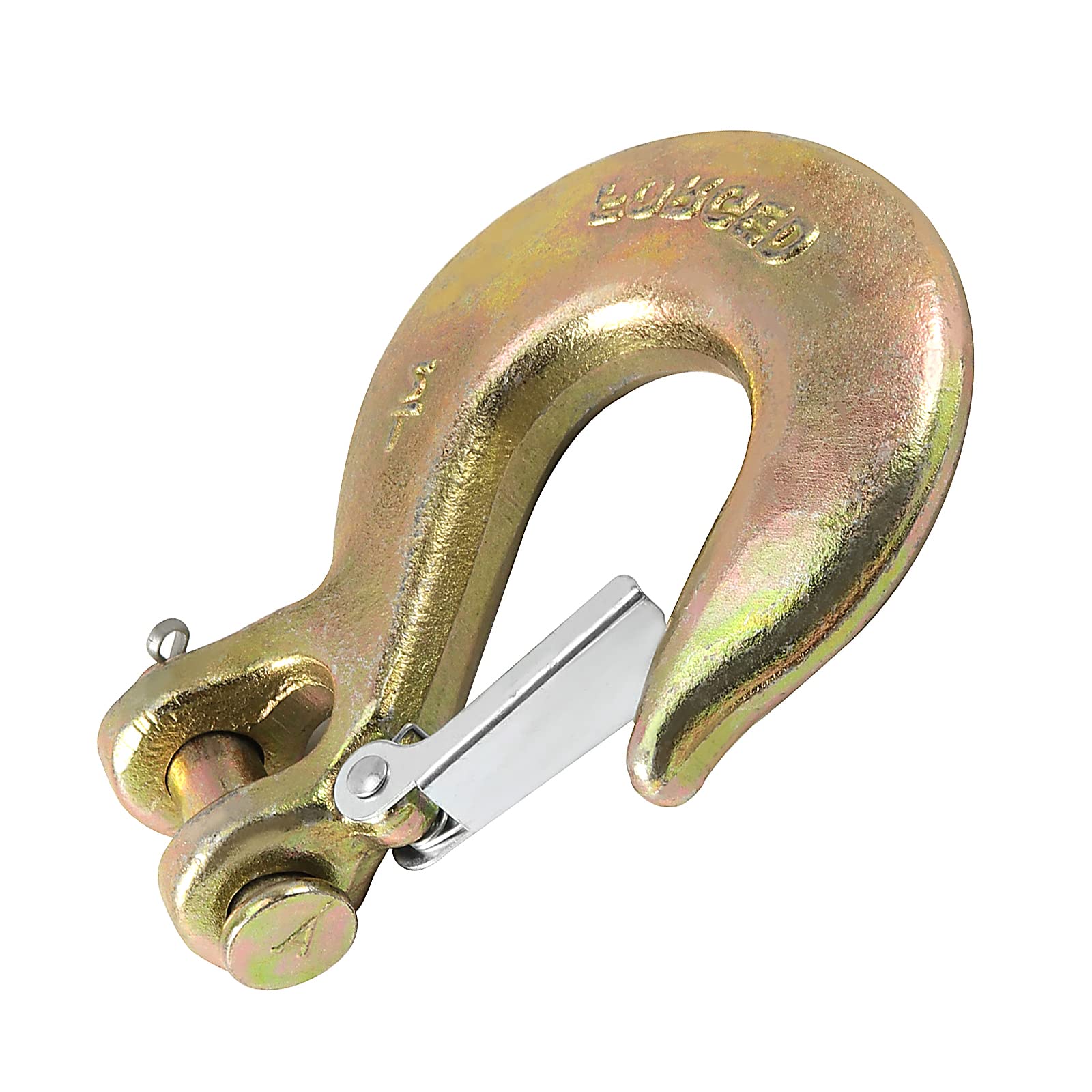 FUNSUEI Confezione da 2 ganci da 1/2 di pollice con chiusura di sicurezza, acciaio forgiato di grado 70, gancio di scorrimento a forcella resistente per rimorchi autotrasportatori, capacità 8,2 kg