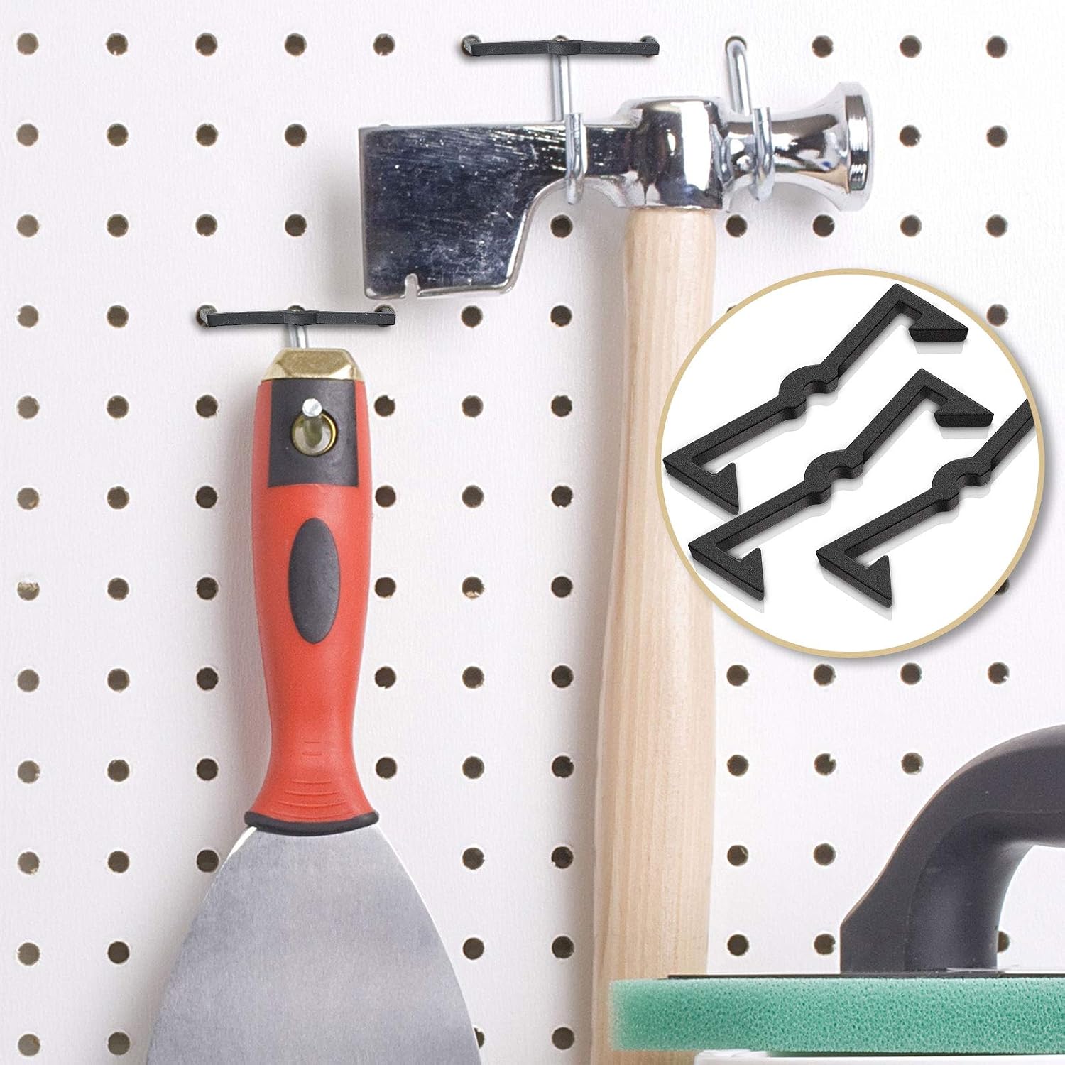 Pegboard Hook Locks Black Plastic Peg Hook Fixer Peg Board Hook Accessories Pegboard Hook Organizer (200)
