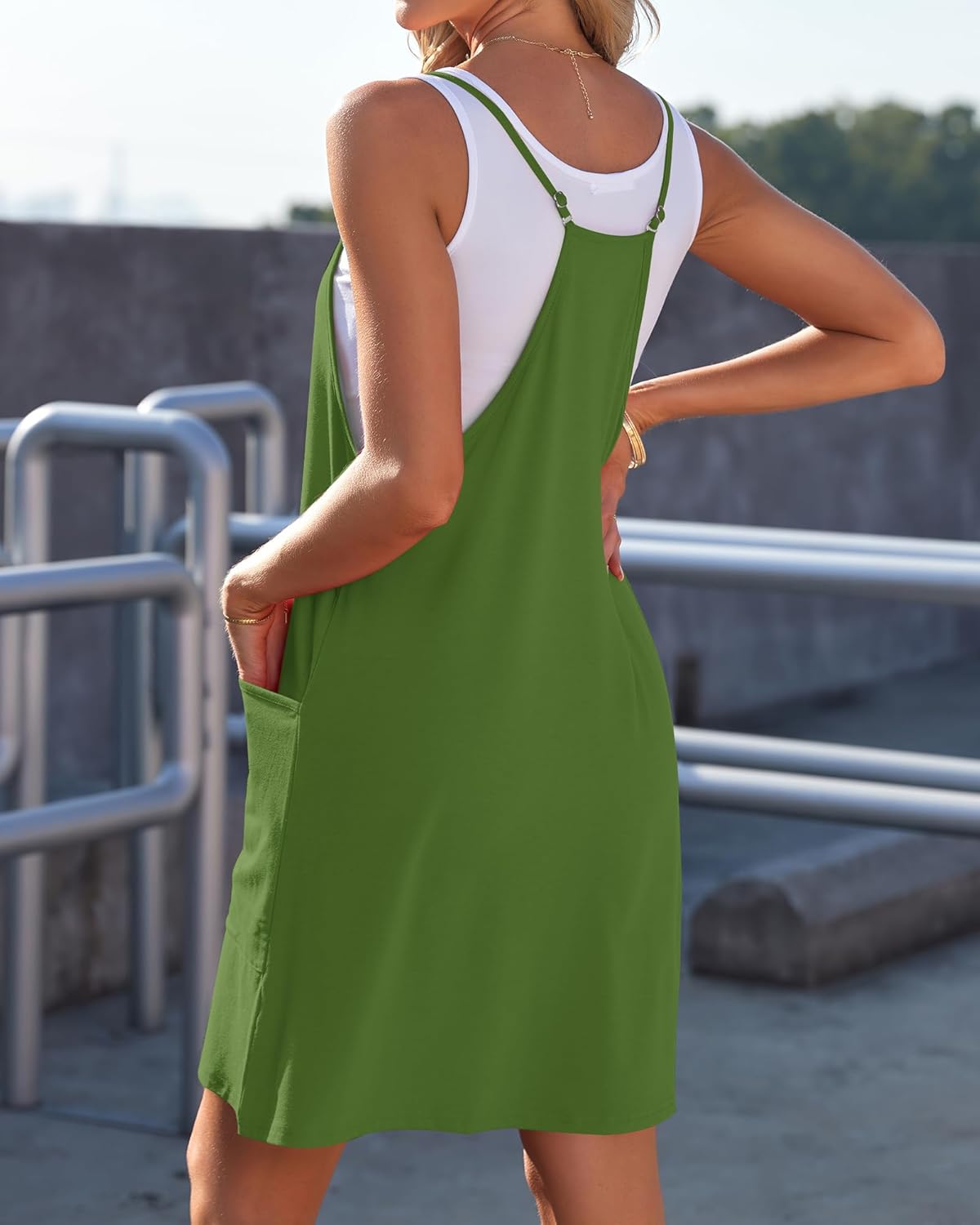 AUSELILY Womens Summer Dress 2026 Sleeveless Casual Mini Dress Spaghetti Strap Short Dresses with Pockets - Image 4