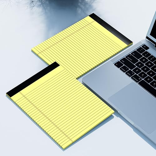 Miniatura 4 de Paquete de 2 blocs legales amarillos de 8.5 x 11 pulgadas, 30 hojas perforadas amarillas, bloc de notas amarillas perforadas, bloc de escritura con