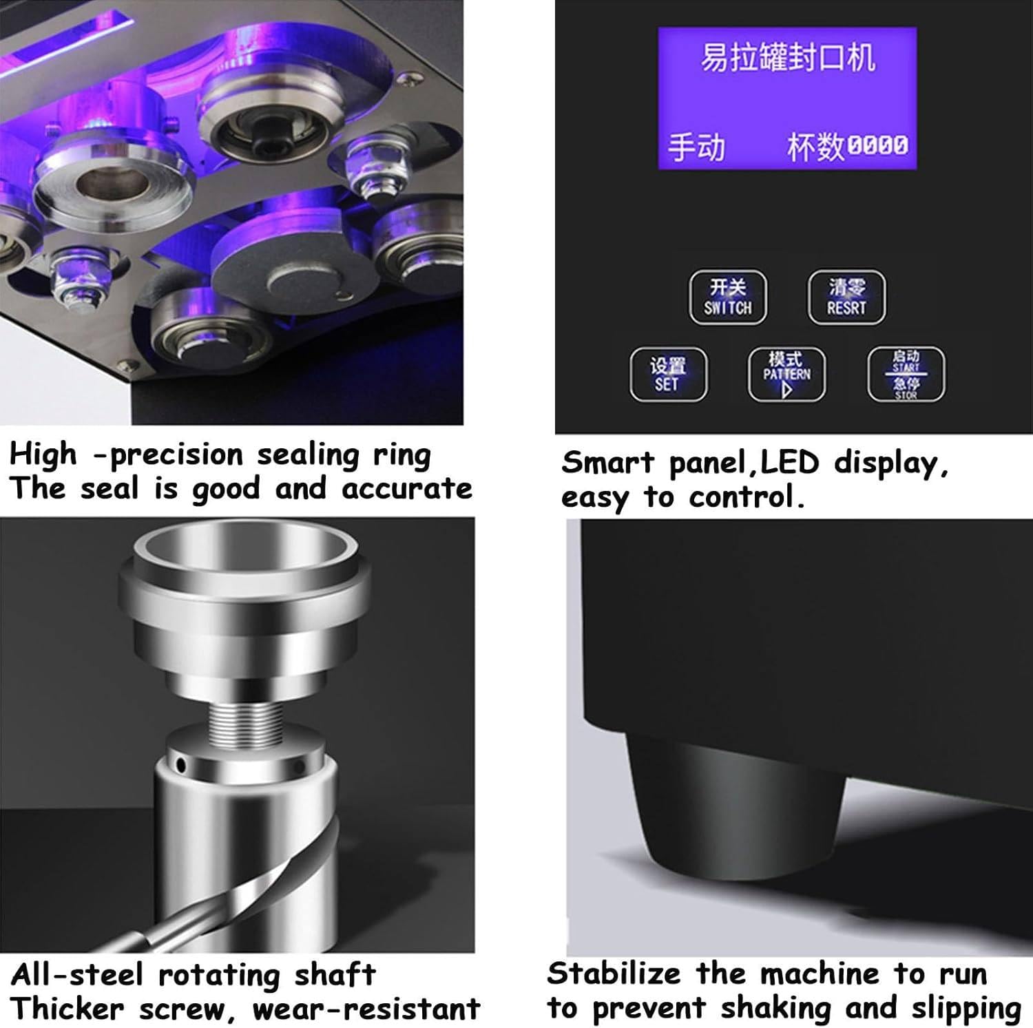 Máquina selladora eléctrica de tazas con mostrador y pantalla LCD, máquina taponadora automática para botellas y tazas de bebidas de 55 mm de diámetro, altura ajustable, ideal para uso doméstico o