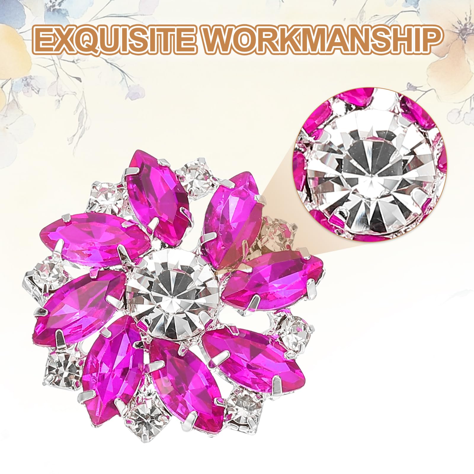 PATIKIL 12Pcs Flower Rhinestone Buttons - Image 3