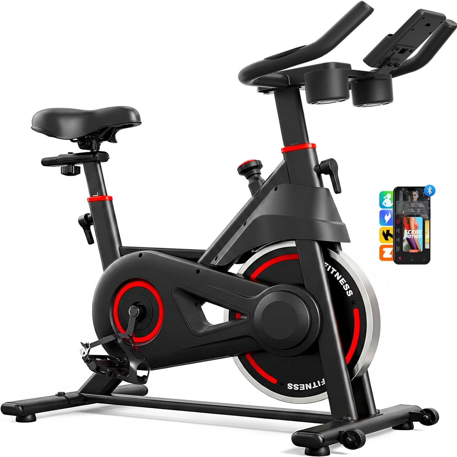 ACEGYMS Smart Stationary Bike 330LBS Capacity Bluetooth App Connected Indoor Cycling