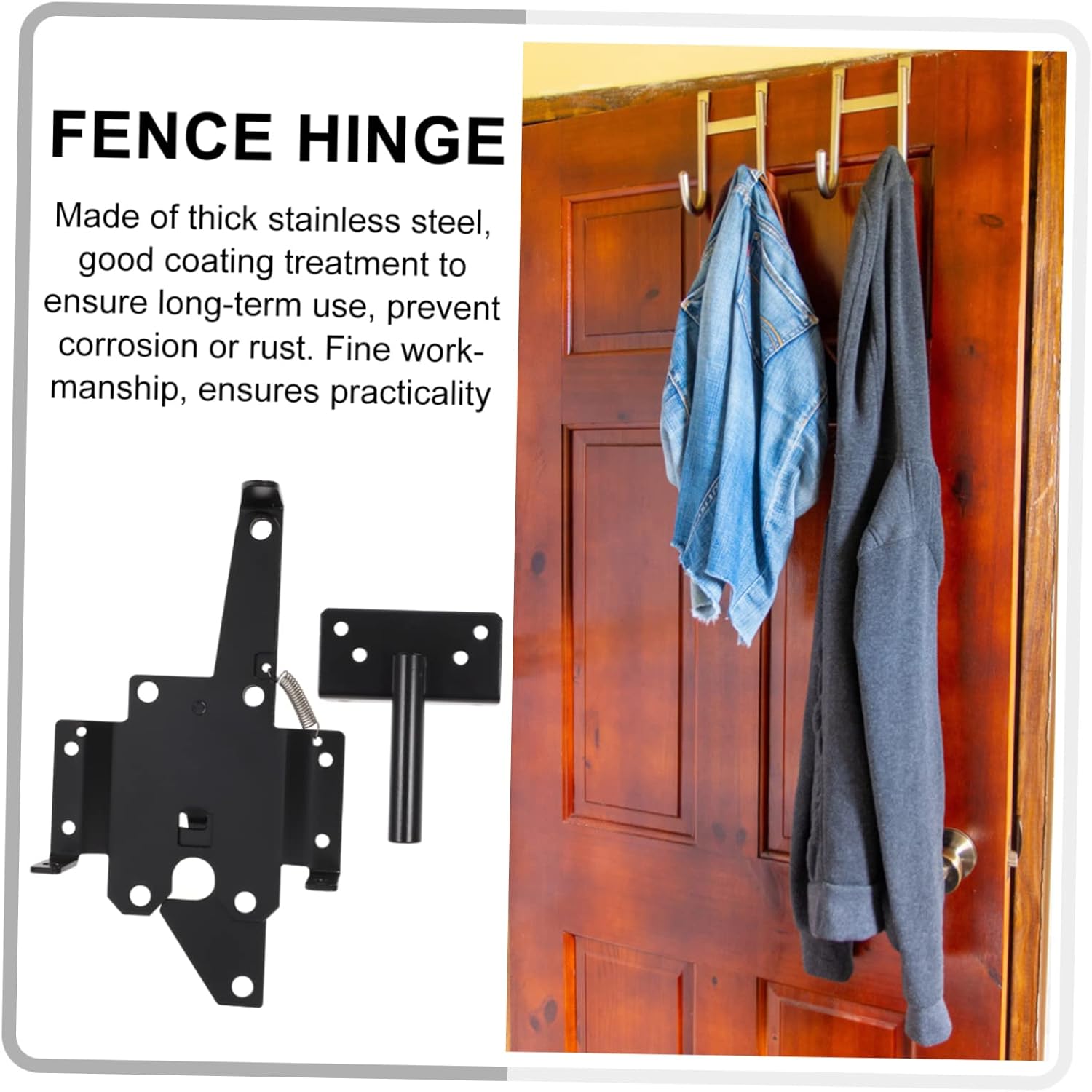 Angoily Heavy Duty Gate Hinge and Latch Privacy Fence Hardware for Garden Gates Outdoor Use Extra Mounting Screws Suitable for Wooden and Shed Doors