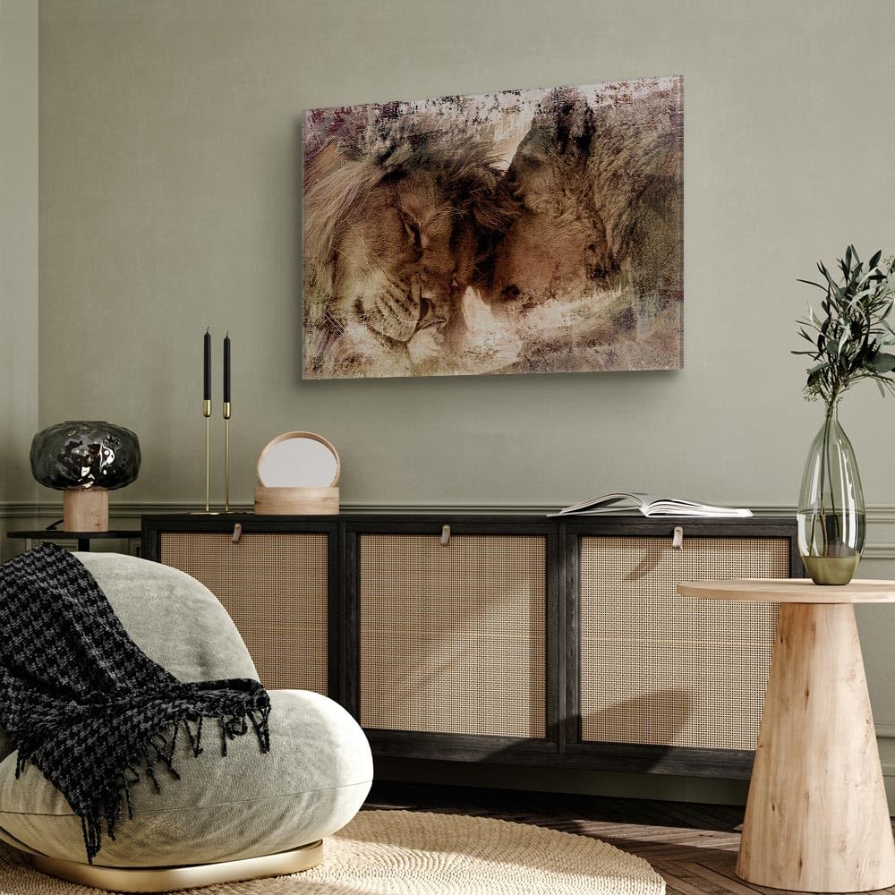 murando - Quadro Moderno Acustico per Camera da Letto, Leone, 90x60 cm | Chiodi Inclusi, 1 Pezzo, Schiuma Acustica, Pannelli Fonoassorbenti Decorativi, Produzione Europea