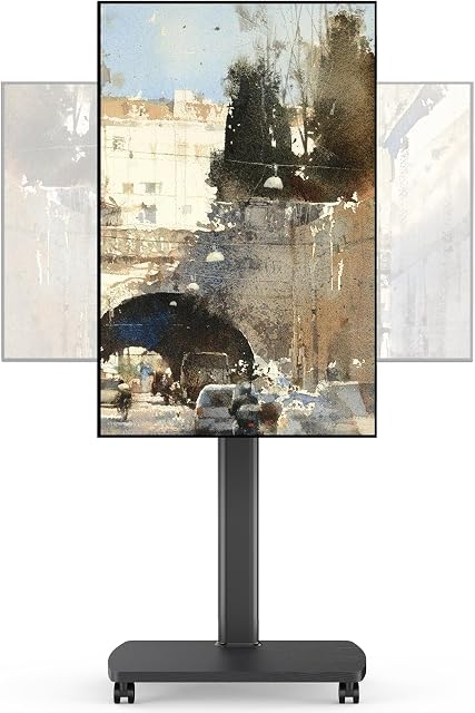 AOKCOS Roulement TV Support pour 32-65 pouces d'écrans, mobile TV Panier avec 90°Rotation & 12° Tilt,Portrait au paysage,10-Level Hauteur réglable pour les affaires, Bureau, Studio, Maison, Max VESA 400×400mm