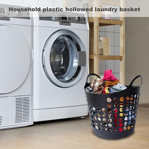 Miniatura 2 de Cestas de lavandería con asa de 11.81 x 15.75 x 16.54 pulgadas, huecas, flexibles, lavables, apilables, de boca ancha, para baño, dormitorio