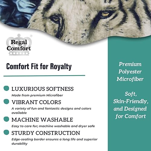 Miniatura 6 de Regal Comfort White Tiger Aurora - Manta tamaño Queen de 79 pulgadas de largo x 86 pulgadas de ancho, peso medio, manta de piel sintética súper