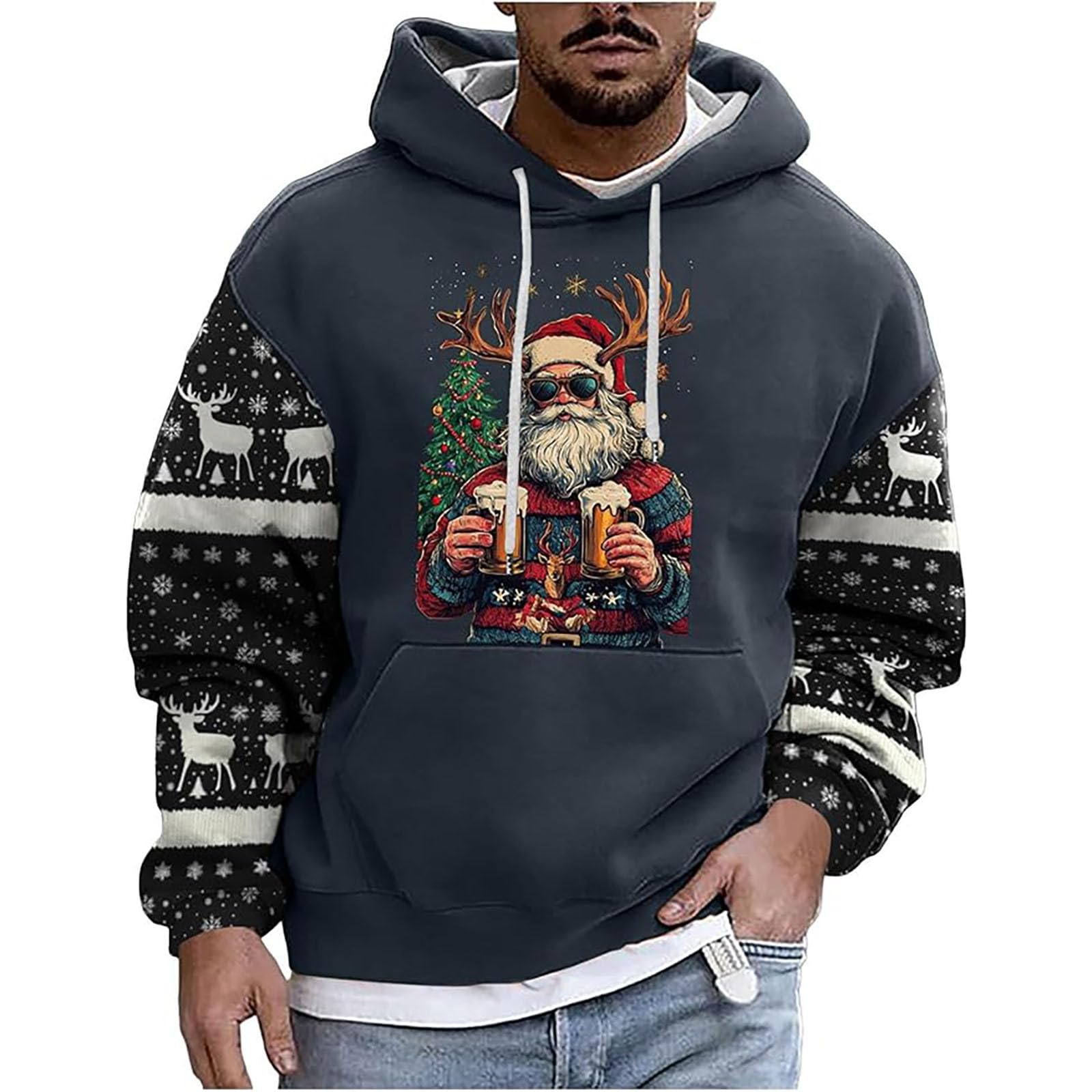 Pull De Noel Homme Avec Poche Sweat Noel Homme à Capuche Pull