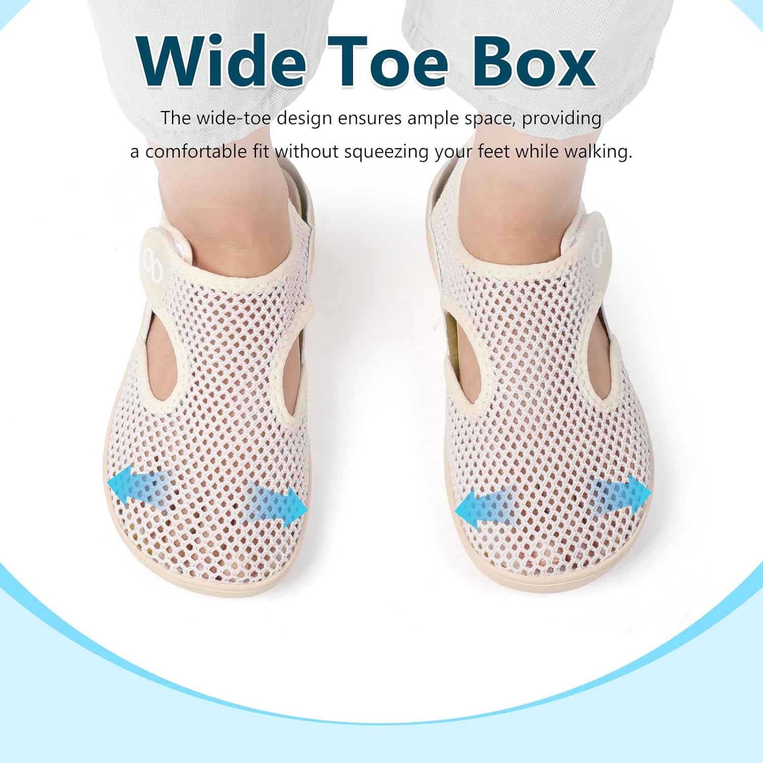 XIHALOOK Womens Flat Sandals Closed Toe Summer Breathable Mesh Sandals for Beach Travel Casual Walking Shoes Zero Drop Wide Barefoot Shoes - Image 3