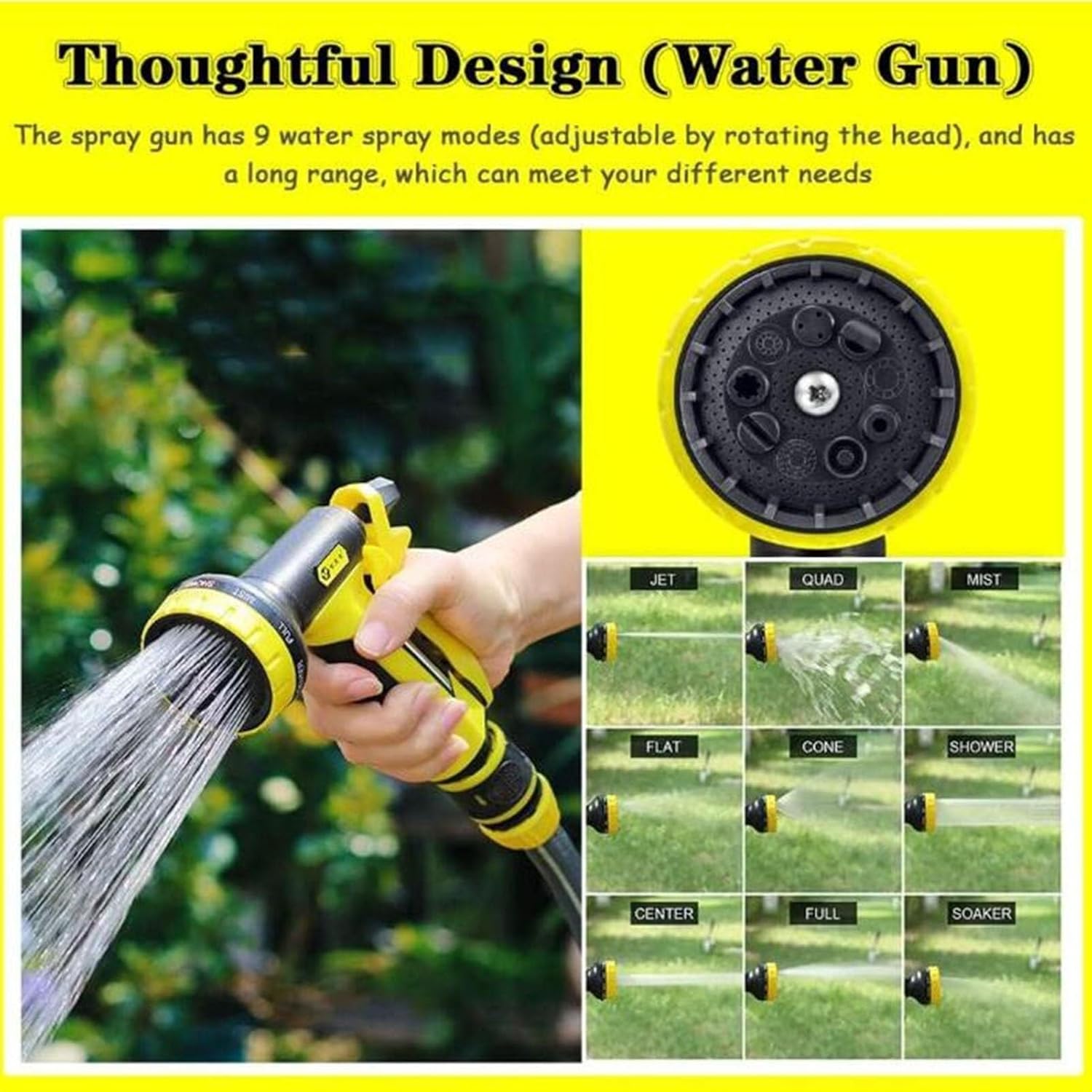 Garden Hose Reel Cart With Spray Gun, Portable Retractable Water Hose Reel For Outdoor Irrigation And Car Washing, 15m PVC Hose(Hose Cart+12m Pipe)