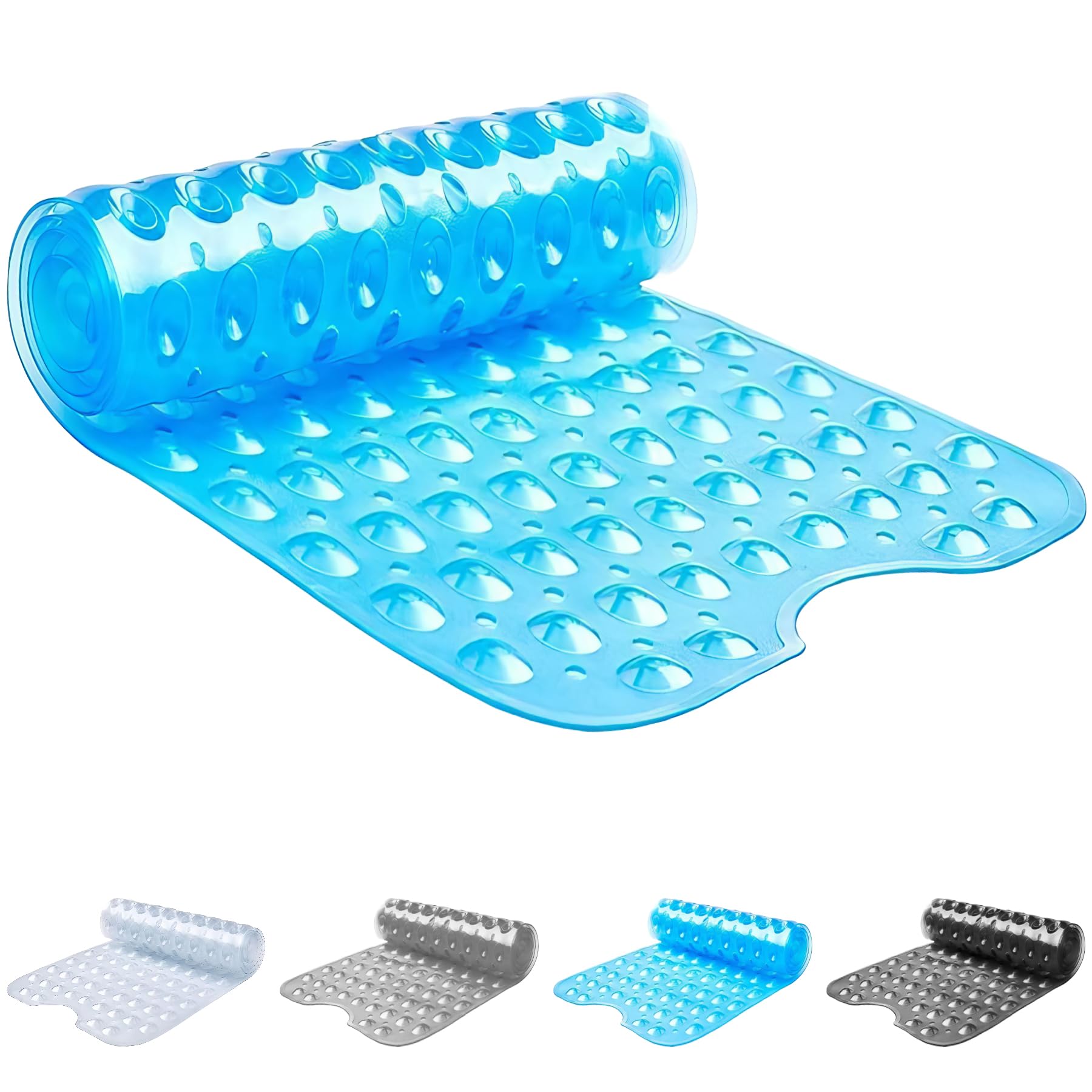 ADOV Bath Mat Non Slip, 70x38 cm Extra Long Shower Mat Anti Mould, Bathroom Bathtub Mats for Tub, Strong Suction Cups and Drain Holes, Mildew Resistant Machine Washable Bathroom Kids Mat