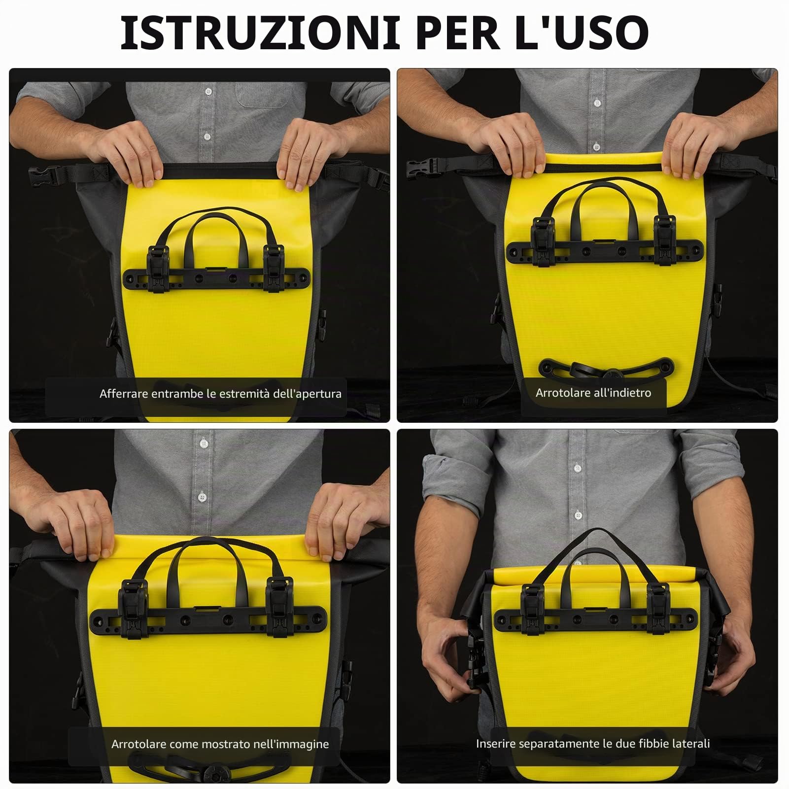 ROCKBROS Borsa Posteriore per Bici MTB Pacchetto Portapacchi Laterale Impermeabile Grande capacità 12-16L Tracolla in Regalo