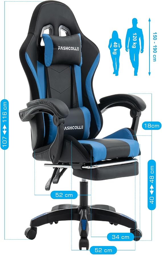 Blue Star Illuminated - Player Chair Blue-black With Massage
