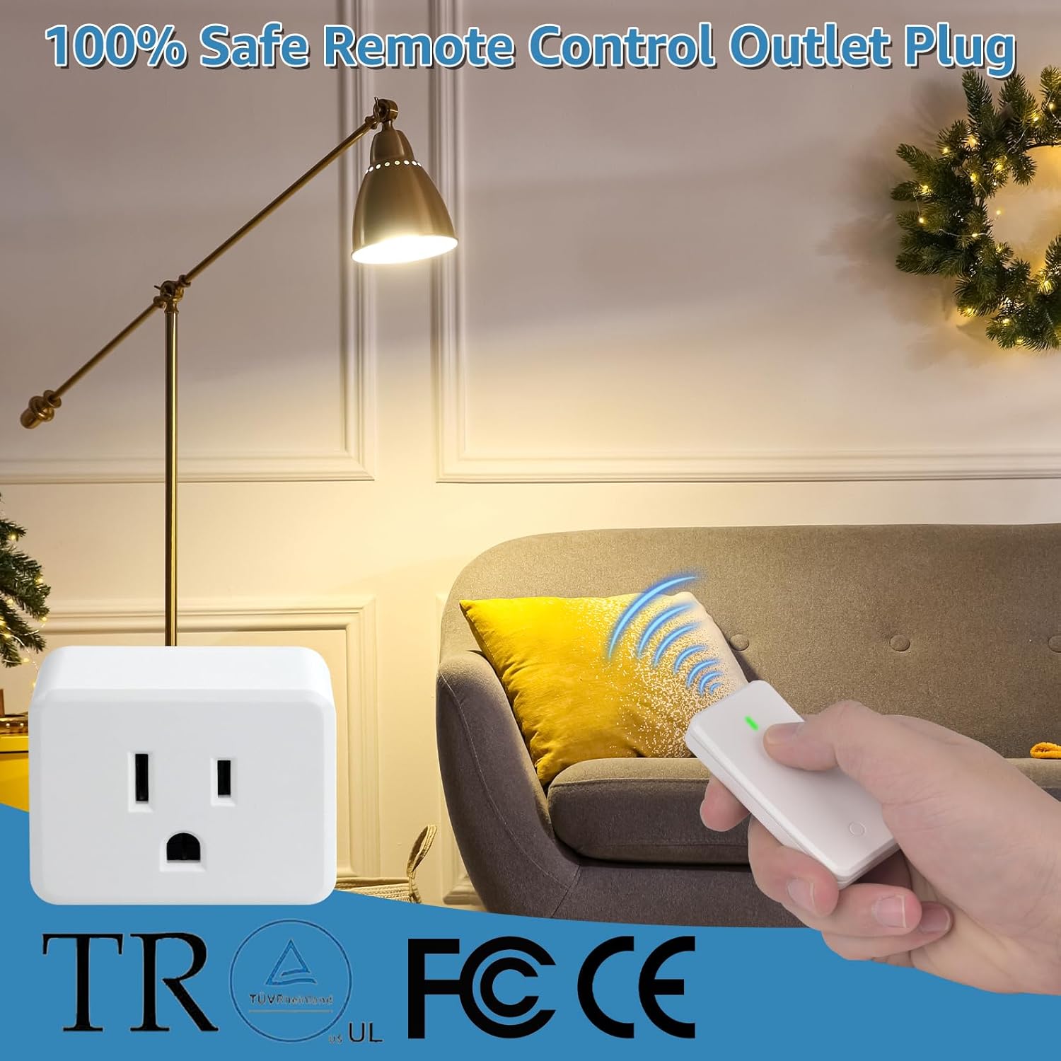 NineLeaf Remote Control Outlet,Wireless Remote Control Outlet Plug,500ft Long Range Wall Mounted Light Switch,15A 1500W for Home and Business,No Wiring,White,7PK
