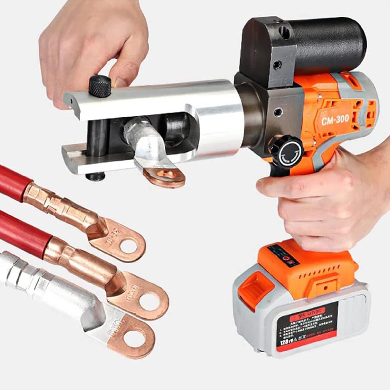 YXYLJOZ Professional Rechargeable Hydraulic Wire Crimper with Lithium Battery for Copper & Aluminum Terminals - Heavy-Duty Cable Crimping Tool, Fast & Efficient