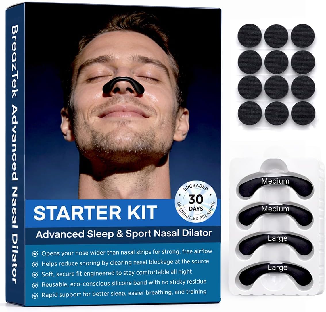 Nasal Strips for Snoring, Nose Strips for Breathing, Extra Strength Nasal Strips to Improve Breathing & Sleep Quality, Comfortable Sleep Strips for Men & Women, 30 Count (Black, Large)