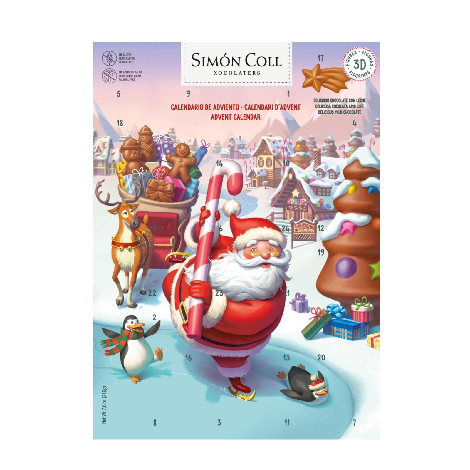 Simón Coll Calendario de Adviento Santa Chocolate con Leche Figuras 3D 216g