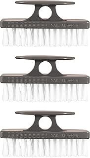 Superio Stiff Nail Brush Cleaner with Handle- 3 Pack Durable Brush Scrubber to Clean Toes, Fingernails, Hand Scrubber All Surface Cleaning, White Heavy Duty Scrub Brush Stiff Bristles, Easy to Hold