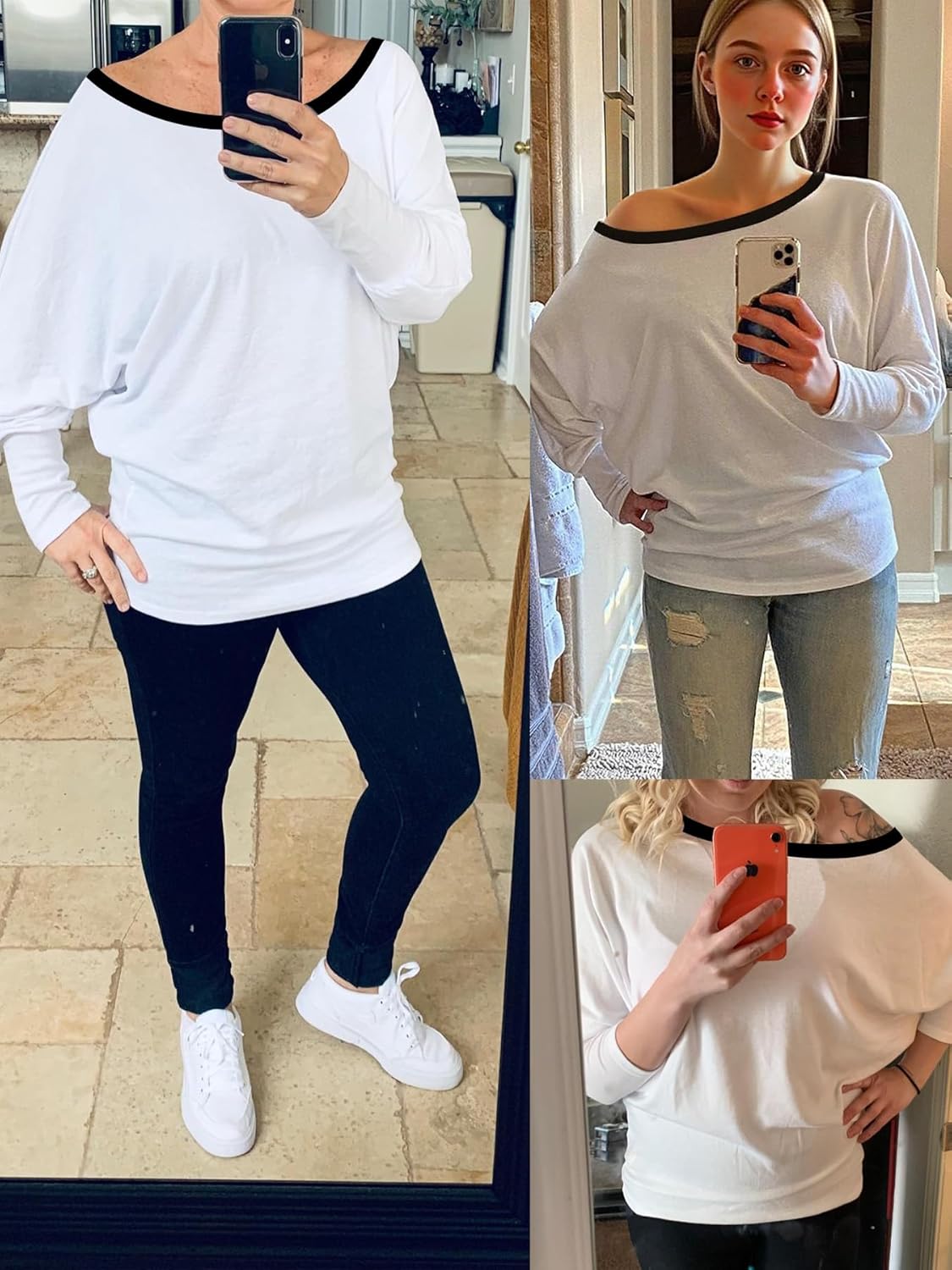 Dressmine Womens Off Cold Shoulder Tops Long Sleeve Asymmetrical Batwing Sweatshirts Blouse Casual Loose Tunics - Image 2