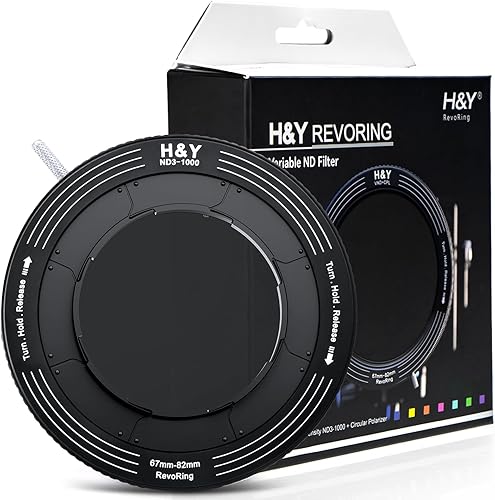 H&Y Filtro ND y 67 72 77 3.228 in 2 en 1 Filtro de densidad neutra variable Filtro VND ND3-ND1000 1.5 a 10 paradas duras para fotografía y