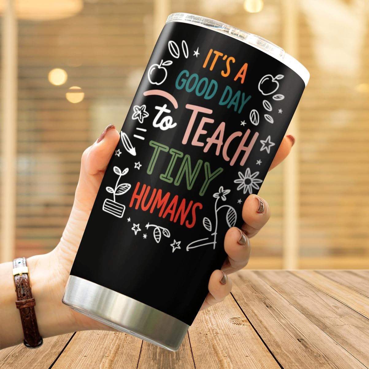 CUBICER It'S A Good Day To Teach Tiny Humans Teacher Quote Design Stainless Steel Tumbler 20 Oz For Educators And Classroom Staff Bottle Mug Cool Insulated Coffee Drink Heat Hot Outdoor image 4