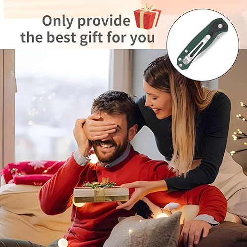 Miniatura 8 de Vickay Cuchillo de bolsillo, cuchillos plegables de bolsillo con clip para cinturón, cuchillo táctico para acampar, hoja de acero inoxidable