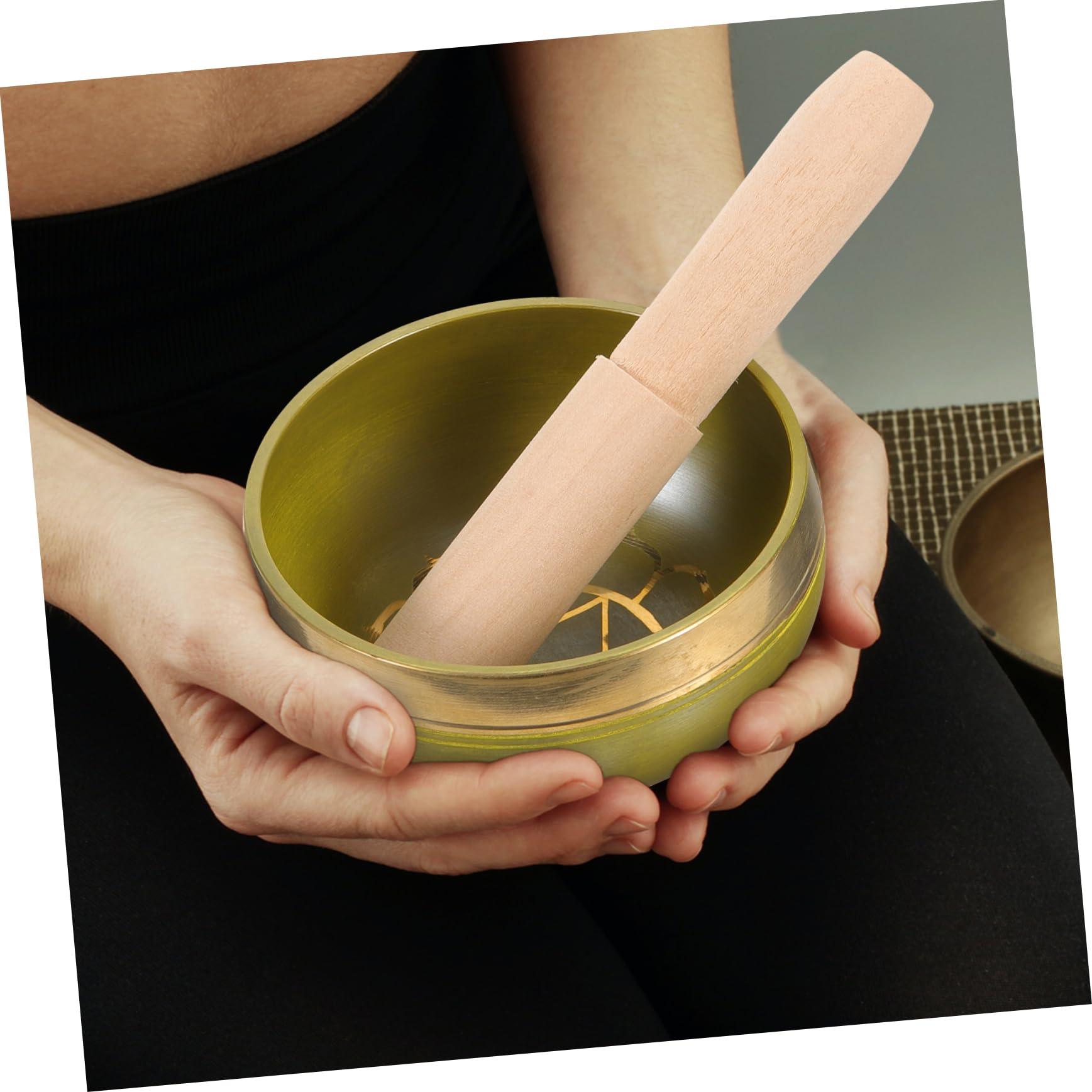 GRIRIW Metal Singing Bowl Set Yoga Meditation Chime Decorative for Home Temple