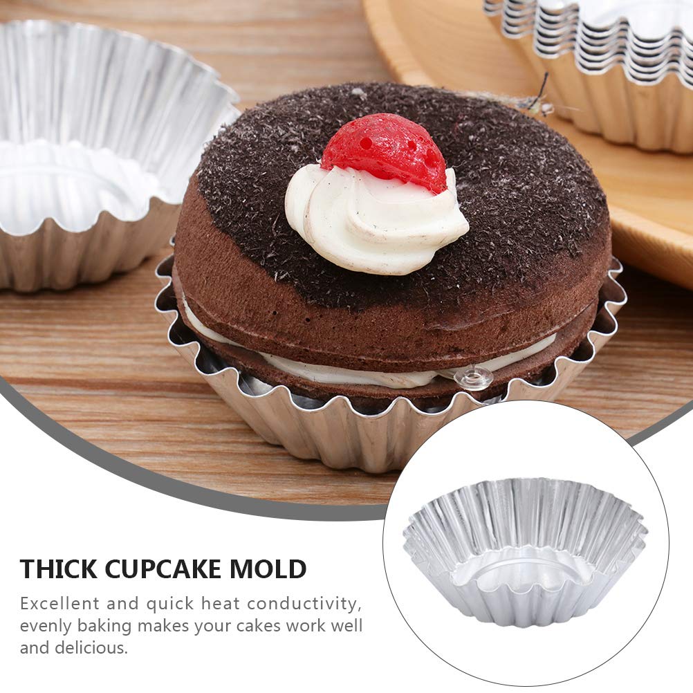100 Piezas Cupcake Forrado Tarta De Huevo Taza para Hornear Magdalenas Moldes De Tarta Envoltorios De Cupcakes Horneado De Muffins Lata De Tarta Bandeja Ronda Aleación De Aluminio.