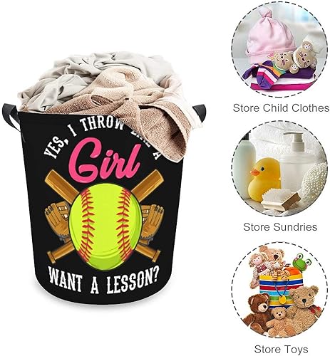 Miniatura 3 de Yes I Throw Like A Girl Want A Lesson - Cesta de ropa sucia para ropa sucia, impermeable, plegable, organizador de juguetes para oficina,