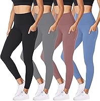 Vista 99 de NexiEpoch - Paquete de 4 leggings suaves para mujer, con bolsillos, control de abdomen y cintura alta, pantalones capri para yoga y ejercicio